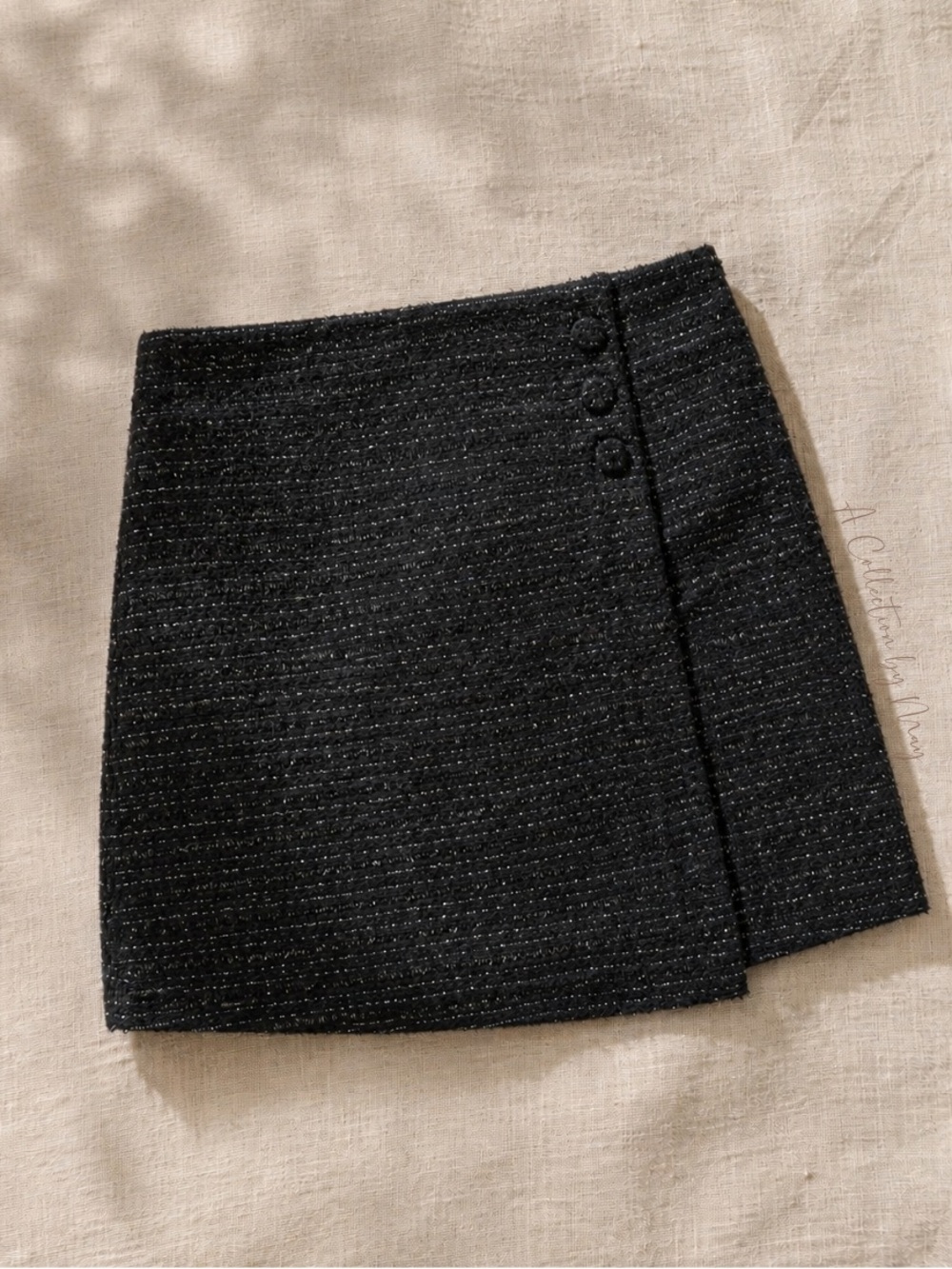 FatFace Lily Metallic Tweed A-Line Mini Skirt Black NWT US 8